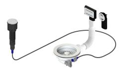 Pure.Sink Universal Matto Valkoinen viemärisetti, jossa painonappi-viemäri tulpalla sekä suorakulmainen ja pyöreä ylivuoto WSTAUT-32