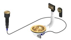 Pure.Sink Universal Kultaiset viemärisetti, jossa painonappihuuhtelu ja tulppa sekä suorakulmainen ja pyöreä ylivuoto WSTAUT-60