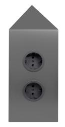 Indux Corner Еnergiezuil, 2 pistorasiaa, maadoitettu, kulmainen, gun metal 1208972286