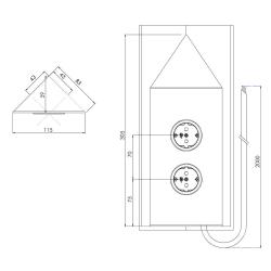 Indux Corner Еnergiezuil, 2 pistorasiaa, maadoitettu, kulmainen, gun metal 1208972286