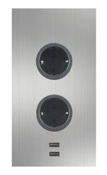 Indux Corner Energiasäiliö, jossa 2 pistorasiaa, maadoitus ja 2 x USB-laturi, ruostumaton teräs 1208972296