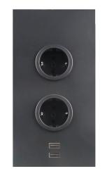 Indux Corner Energiapylväs, jossa 2 pistorasiaa, maadoitus ja 2 USB-laturia, musta 1208972297