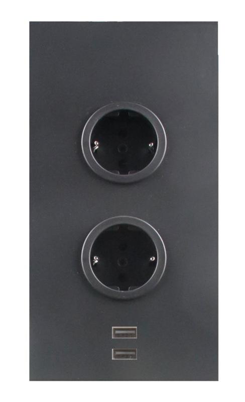 Indux Corner Energiapylväs, jossa 2 pistorasiaa, maadoitus ja 2 USB-laturia, musta 1208972297