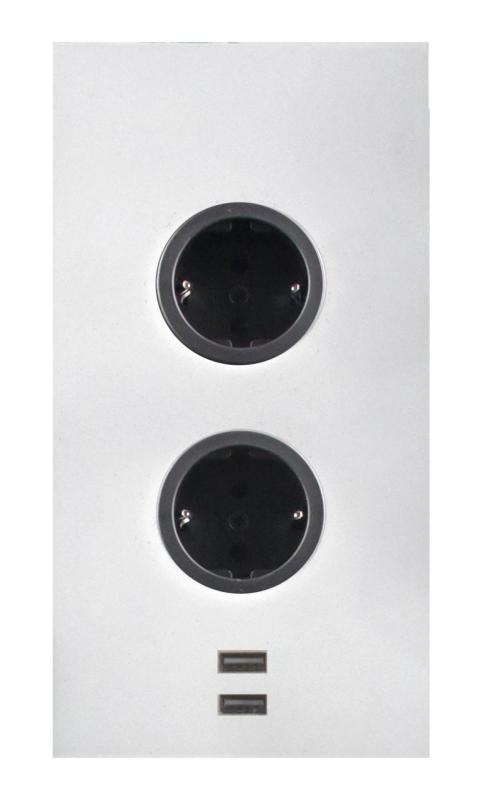 Indux Corner Energia-pylväs, jossa 2 pistorasiaa, maadoitus ja 2 USB-laturia, valkoinen 1208972298