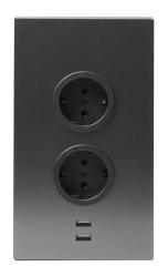 Indux Corner Energia-pylväs, jossa 2 pistorasiaa, maadoitus ja 2 USB-laturia, gun metal 1208972299