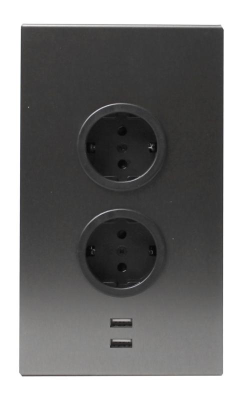 Indux Corner Energia-pylväs, jossa 2 pistorasiaa, maadoitus ja 2 USB-laturia, gun metal 1208972299