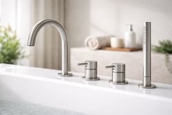 MURO TUA upotettava kylpyammeen reunamikseri pyöreällä ulostulolla ja ulosvedettävällä käsisuihkulla, kromi 1208972441