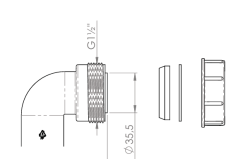 Pure.Sink UK-sifonikulmasarja mutterilla ja tiivisteillä 40 mm WSTSUK-32