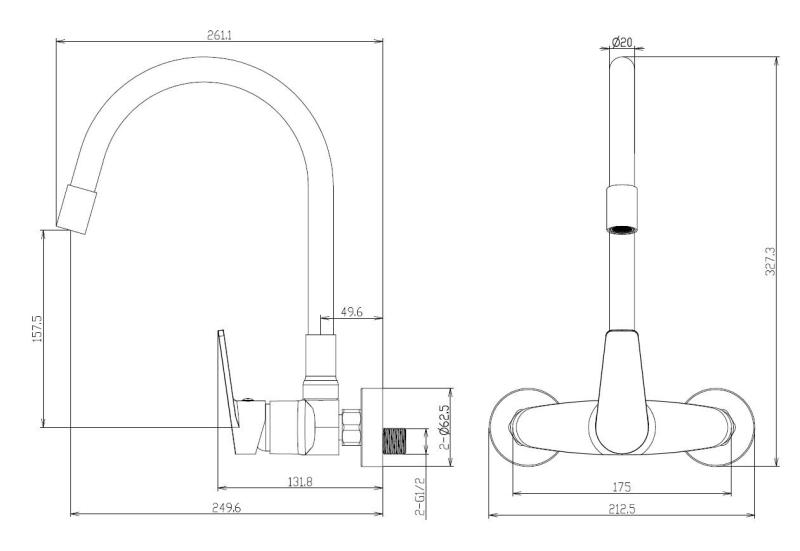 Aquanello Casa Seinäasennettava keittiöhanan, musta, korkealla ja joustavalla juoksuputkella BL-1301-CS