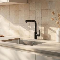 Graniteland Celeste Keittiöhanat, musta, ulosvedettävä suutin ja kaksitoiminen käsisuihku 1208972454