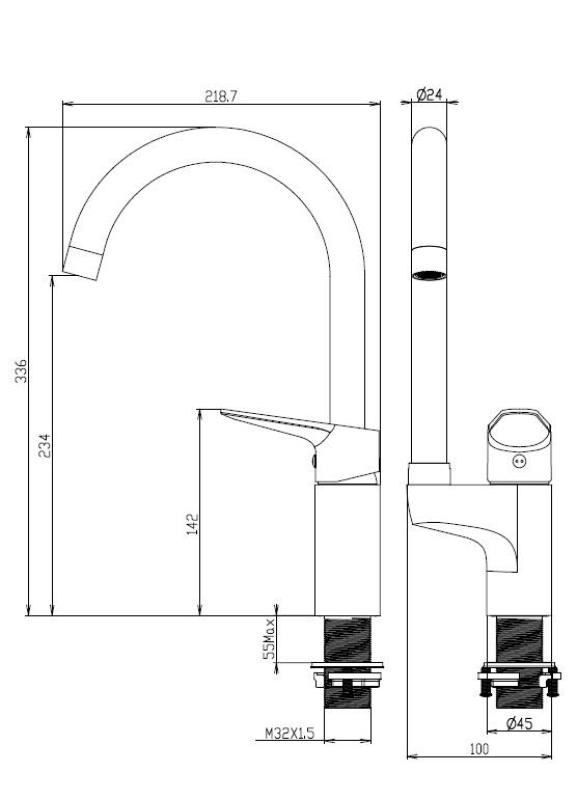 Aquanello Casa Keittiöhanat Musta, yläkahvalla BL-1202-CS
