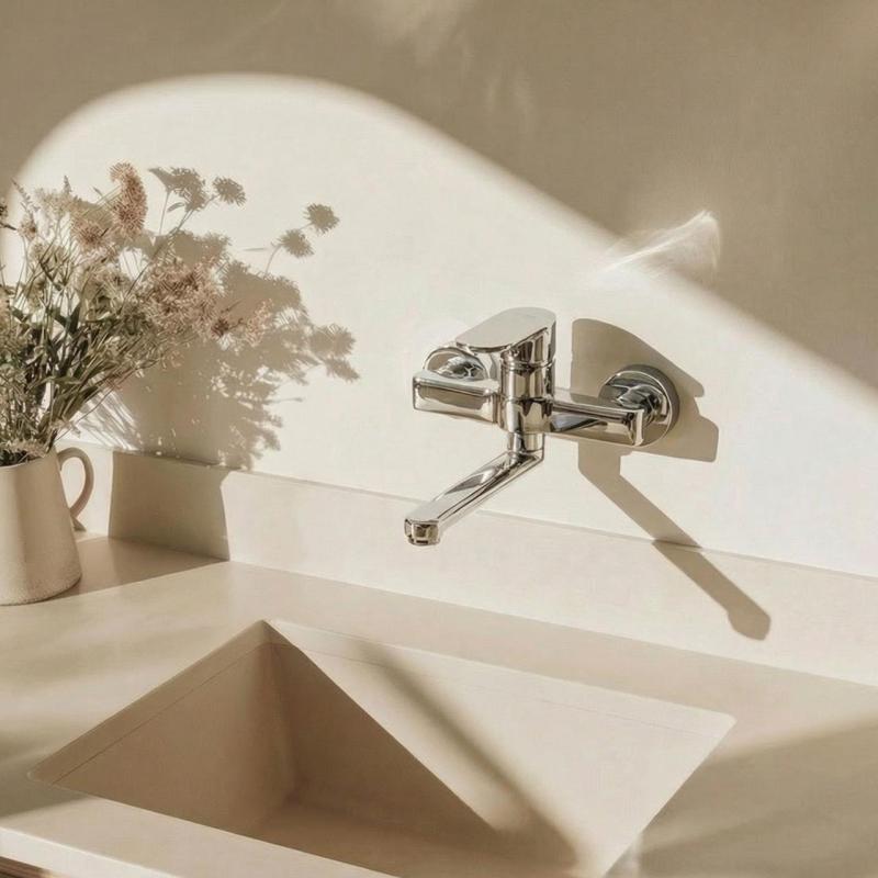 Aquanello Casa Yhden vivun keittiön seinähana, kromi, ulostulo 15 cm CR-1415-CS