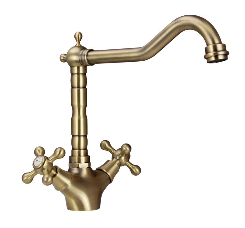 Aquanello Heritage Ascot Klassinen keittiö Nostalginen keittiöhanat Pronssi, kulmainen suutin BN-4002-HA