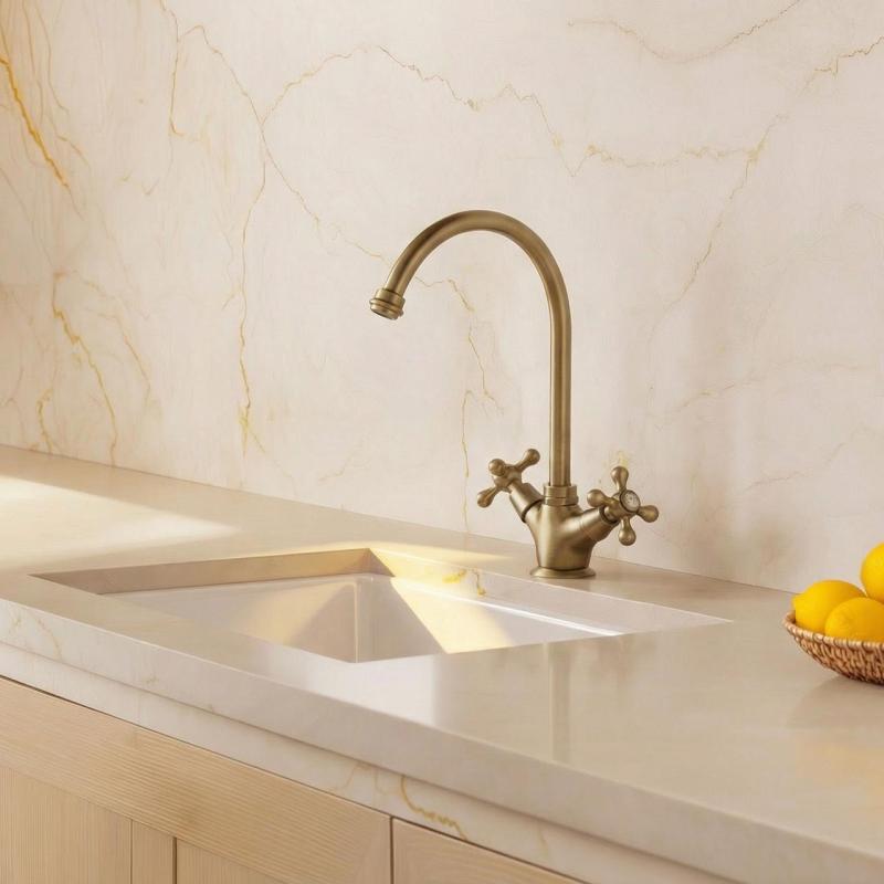 Aquanello Heritage Ascot Klassinen keittiö: Nostalginen keittiöhanan, pronssi, pyöreä suutin BN-4003-HA