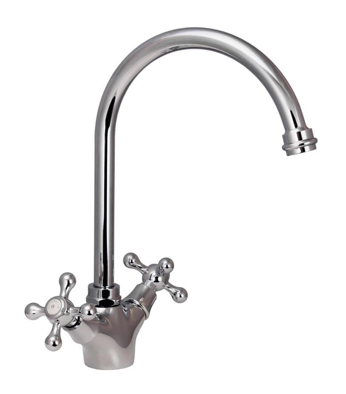 Aquanello Heritage Ascot Klassinen keittiö Nostalginen keittiöhanan kromi pyöreällä suuttimella CR-4003-HA