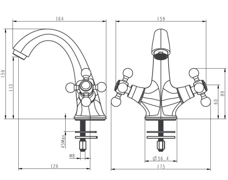 Aquanello Heritage Ascot Klassinen nostalginen pesuallashana, pronssi BN-4101-HA