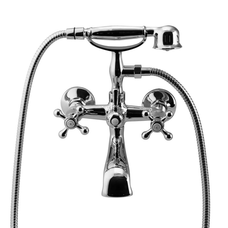 Aquanello Heritage Ascot Klassinen seinäasennettava kylpyhuonehanat, kromi, käsisuihku CR-3002-HA