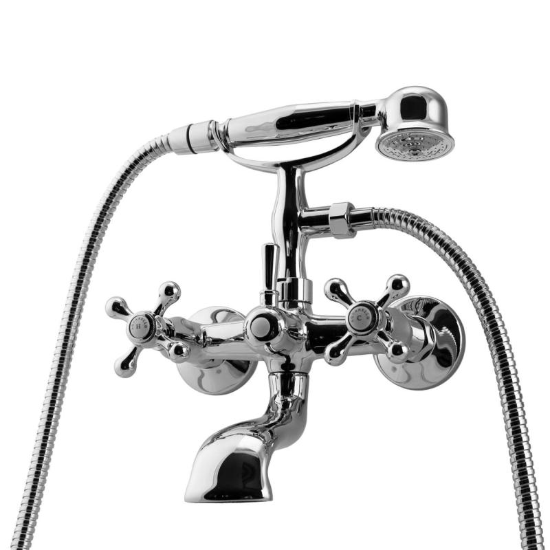 Aquanello Heritage Ascot Klassinen seinäasennettava kylpyhuonehanat, kromi, käsisuihku CR-3002-HA