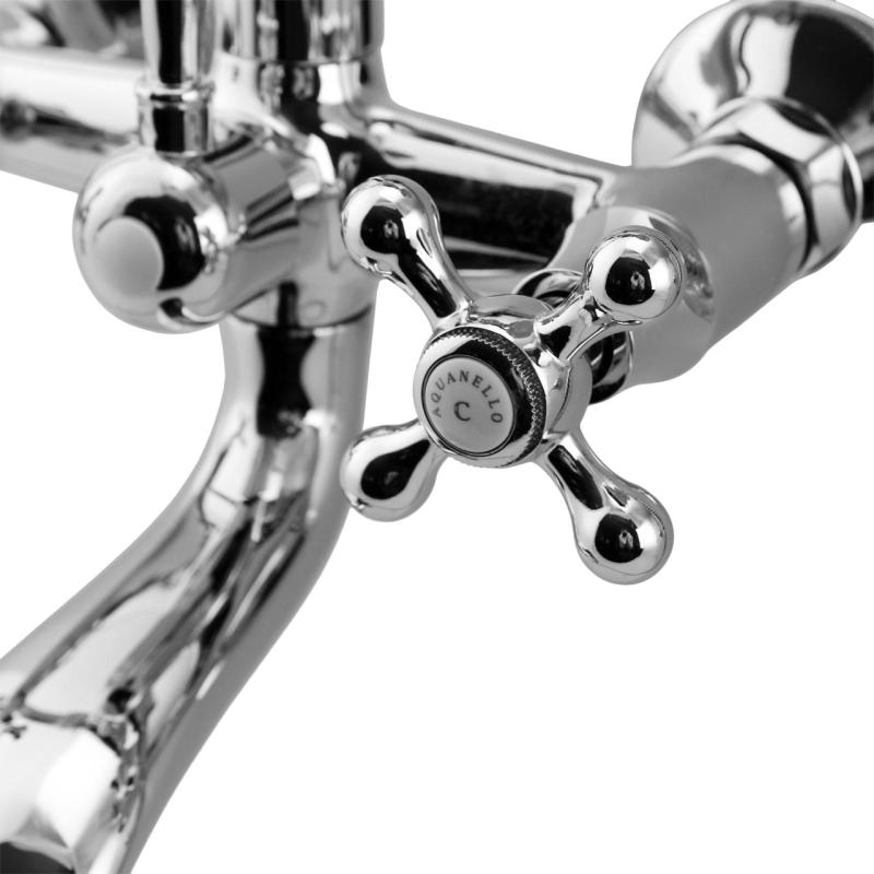 Aquanello Heritage Ascot Klassinen seinäasennettava kylpyhuonehanat, ruostumaton teräs, käsisuihku NB-3002-HA