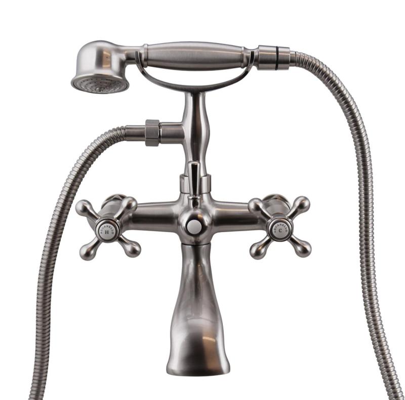 Aquanello Heritage Ascot Klassinen seinäasennettava kylpyhuonehanat, ruostumaton teräs, käsisuihku NB-3002-HA