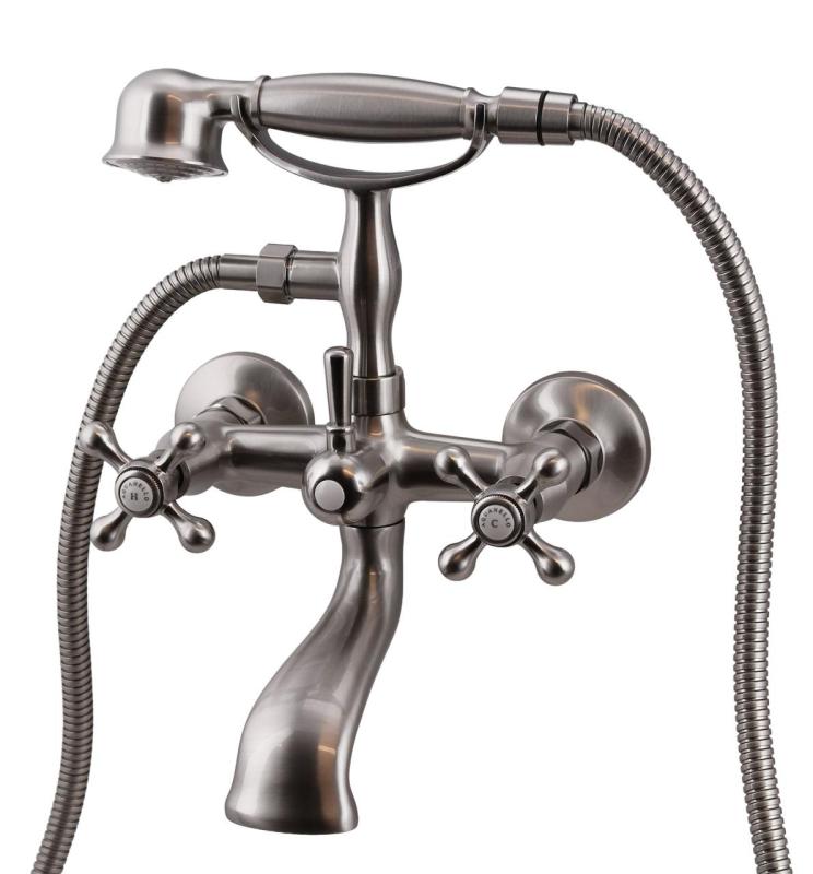 Aquanello Heritage Ascot Klassinen seinäasennettava kylpyhuonehanat, ruostumaton teräs, käsisuihku NB-3002-HA