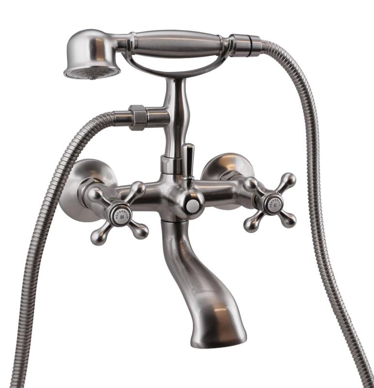 Aquanello Heritage Ascot Klassinen seinäasennettava kylpyhuonehanat, ruostumaton teräs, käsisuihku NB-3002-HA