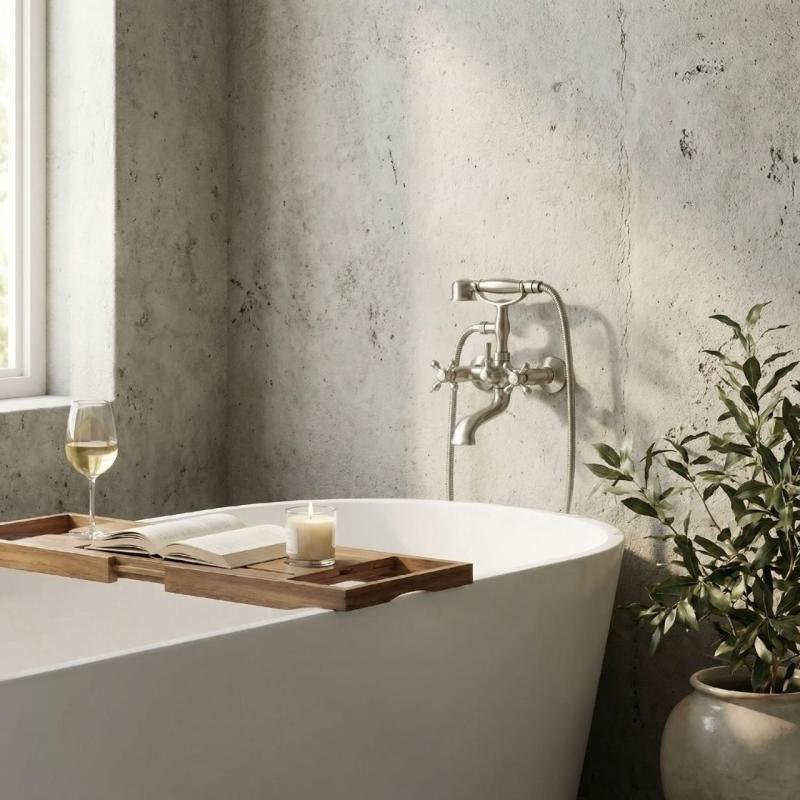 Aquanello Heritage Ascot Klassinen seinäasennettava kylpyhuonehanat, ruostumaton teräs, käsisuihku NB-3002-HA