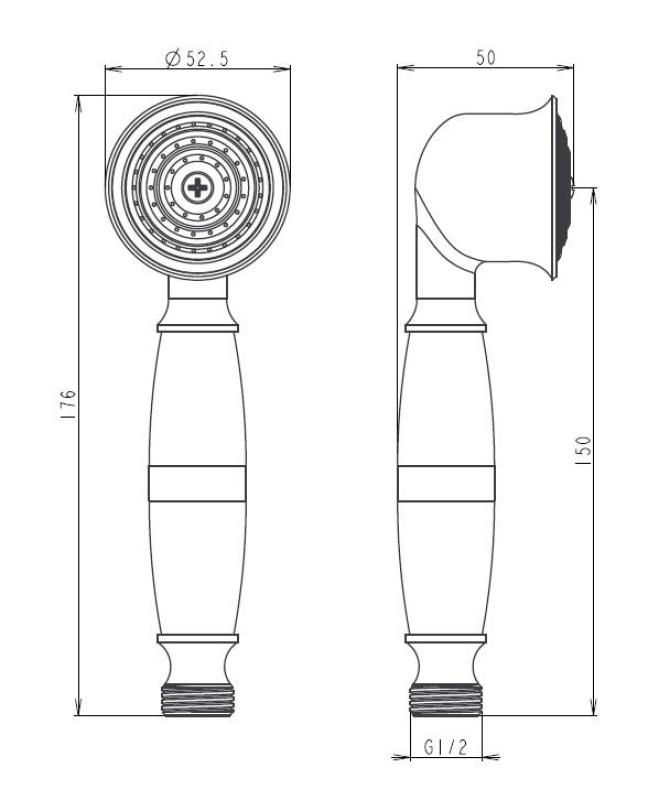 Aquanello Heritage Collection Klassinen käsisuihku ruostumaton teräs NB-9001-HC