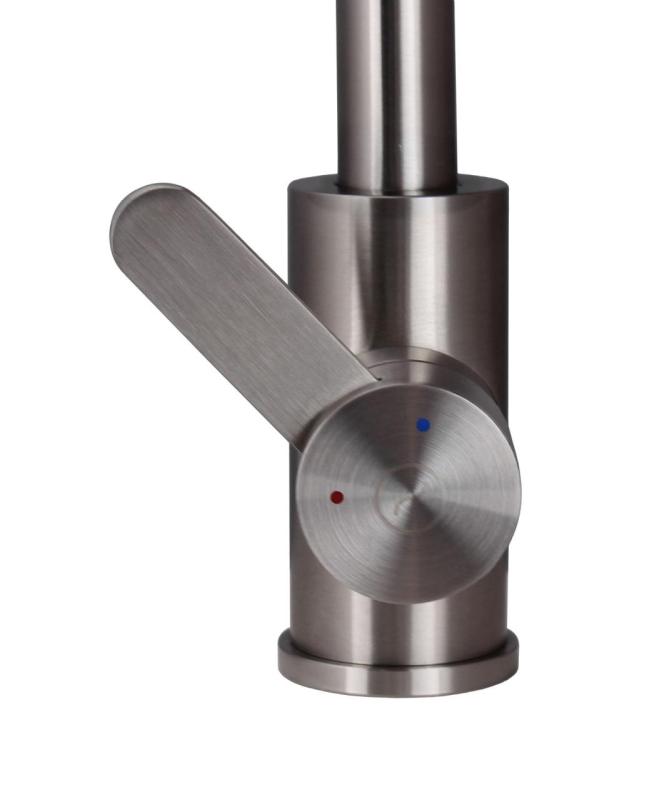 Aquanello Forma Massiivinen ruostumaton teräs yhden vivun keittiöhanan pyöreä ulostulo SS-1002-FM