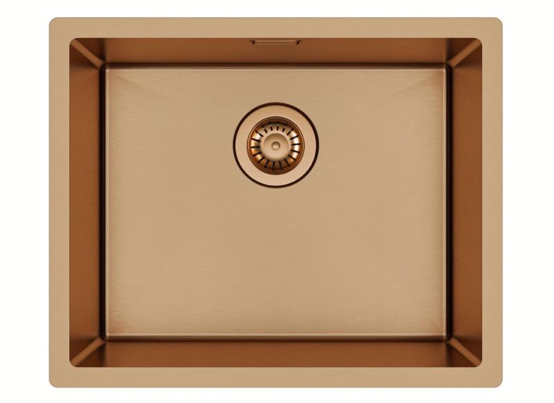 Ausmann Mosel Yhdistelmäsetti Pesuallas PVD Kupari 50x40 cm keittiöhanalla, saippua-annostelijalla ja rullamatolla 1208972563