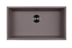 GraniteMy Universal Taupe-värinen suuri graniittinen pesuallas, 74 x 40 cm, pinta-asennus, alakaappiasennus ja tasoasennus, gun metal -tulpalla 1208972708