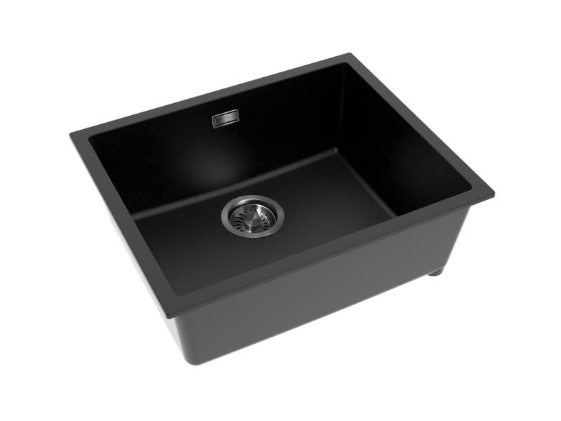 Pure.Sink Eternal Quartz-musta pesuallas 50 x 40 cm, upotettava ja pinta-asennettava, gun metal -tulppa