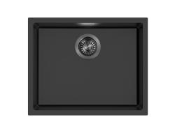 Pure.Sink Eternal Quartz-musta pesuallas 50 x 40 cm, upotettava ja pinta-asennettava, automaattisella gun metal -tulpan kanssa