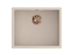 Pure.Sink Eternal Quartz Beige -pesuallas 50 x 40 cm, upotettava ja pinta-asennettava, automaattisella kuparitulpalla
