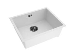 Pure.Sink Eternal Quartz-valkoinen pesuallas 50 x 40 cm, taso- ja alakaappiasennus, gun metal -tulppa