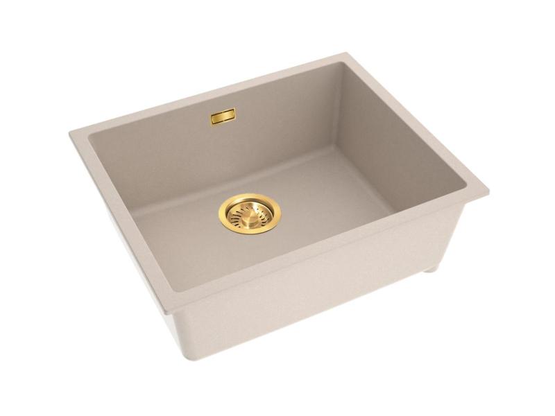 Pure.Sink Eternal Quartz Beige -pesuallas 50 x 40 cm, taso- ja alakaappiasennus, kultaisella tulpalla