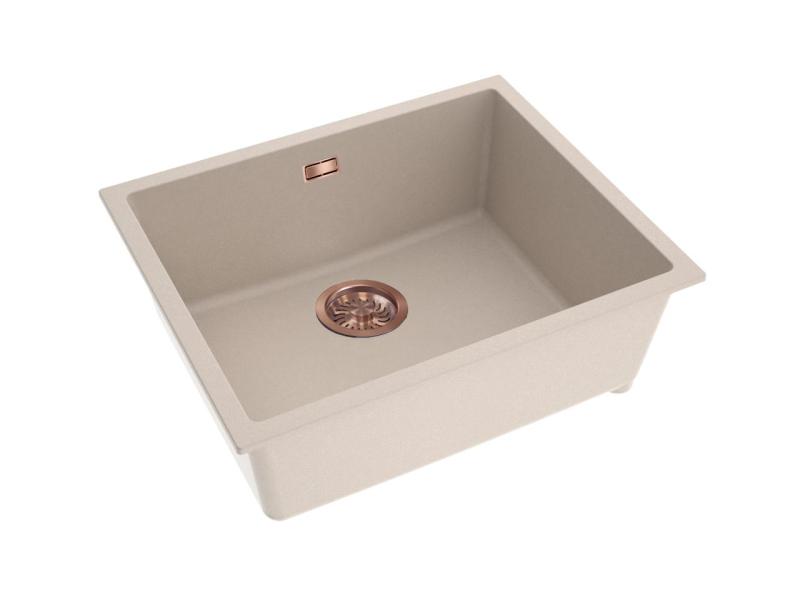 Pure.Sink Eternal Quartz Beige -pesuallas 50 x 40 cm, taso- ja alakaappiasennus, kuparinen tulppa