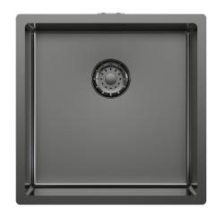Pure.Sink Comfort PVD-pinnoitettu gun metal -tiskialtaan, 40 x 40 cm, 10 mm:n kaarevuus, upotettava, tasoasennettava ja päälleasennettava, PCM4040-61