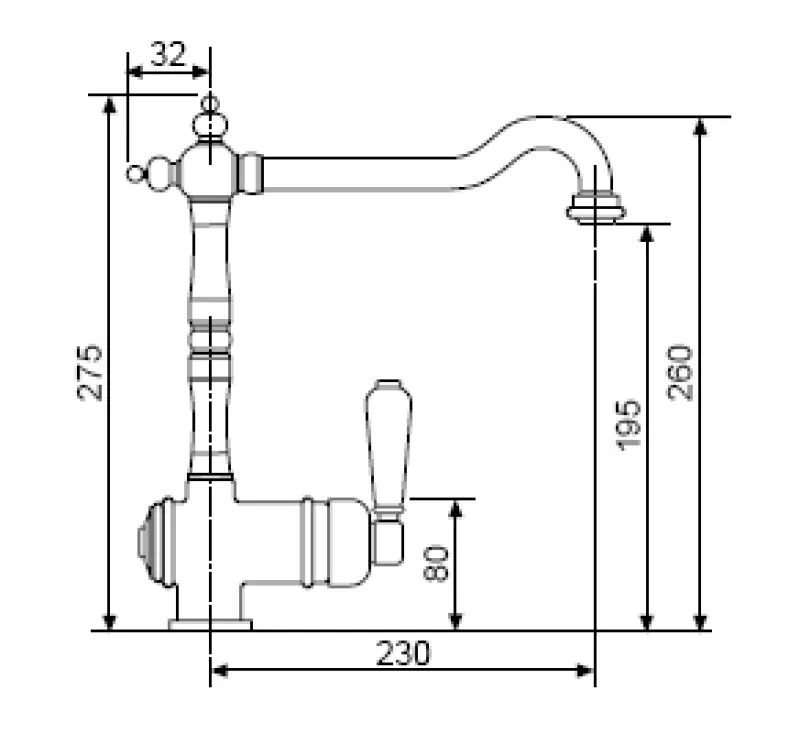 Nostalginen keittiöhana V1920 Kromi