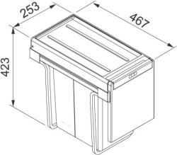 Franke Cube 30 sisäänrakennettu jätteidenkäsittelyjärjestelmä käsikäyttöinen keittiöroskis 2 x 15L 134.0039.553