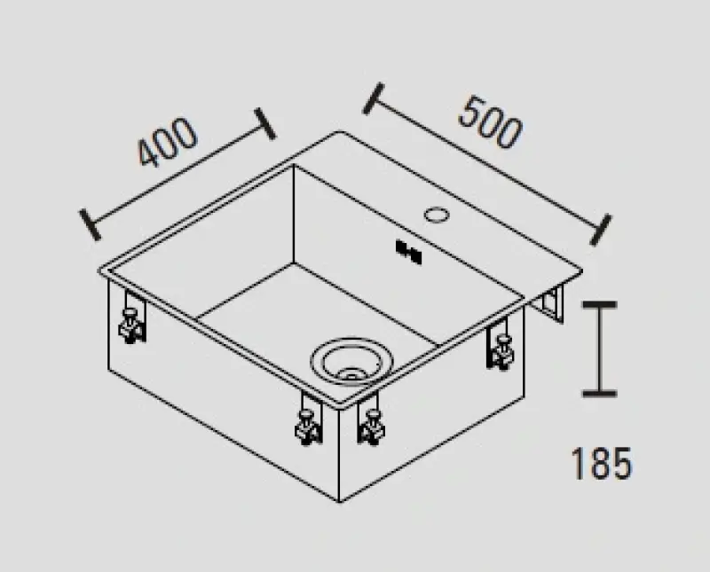 ABK Baronga roestvrijstalen spoelbak 54x53cm met kraangatbank vlak inbouw BAR50FKVI