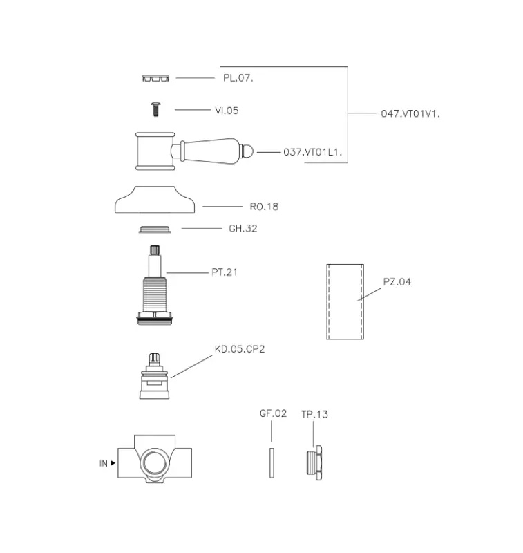Huber Victorian 2-outlets diverter Chrome 653.VT01H.CR