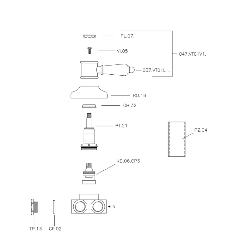 Huber Victorian 3-outlets Diverter Chrome VT00027021