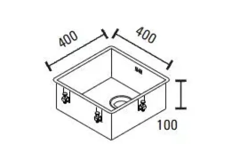 ABK Baronga matala 10 cm ruostumattomasta teräksestä valmistettu allas 40x40 cm taso-, alta- ja päälliasennus BAR4010FVI