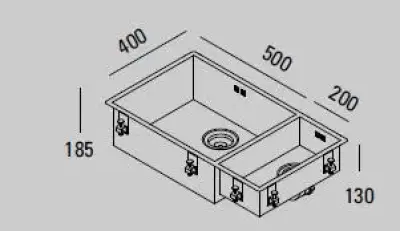 ABK Bingara suuri puolitoistainen 1,5 ruostumaton teräs pesuallas 50x40+20x40 cm huullettava, alta-asennettava ja päältäasennettava BIN5020FVI