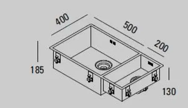 ABK Bingara suuri puolitoistainen 1,5 ruostumaton teräs pesuallas 50x40+20x40 cm huullettava, alta-asennettava ja päältäasennettava BIN5020FVI