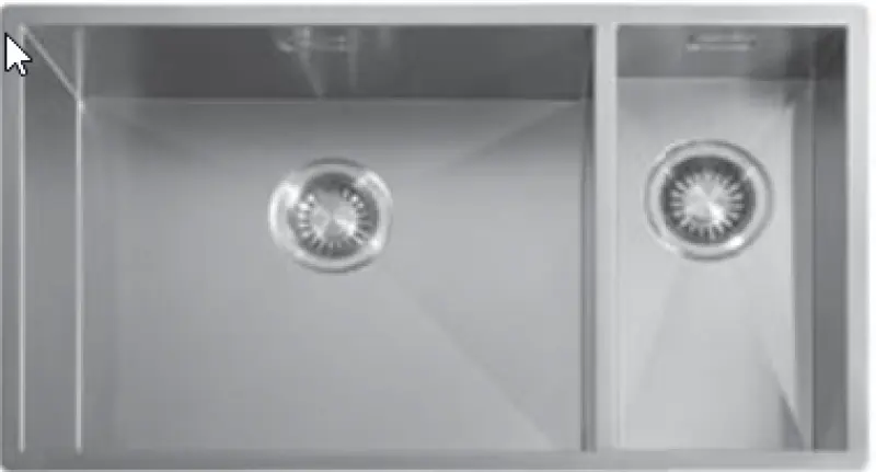 ABK Baronga iso puolitoista 1,5 ruostumaton teräs pesuallas 50x40+20x40 cm tasoallas, alta-asennus ja päälliasennus BAR5020FVI