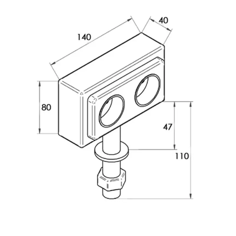 Kitchen island sockets with 2 outlets, earthed